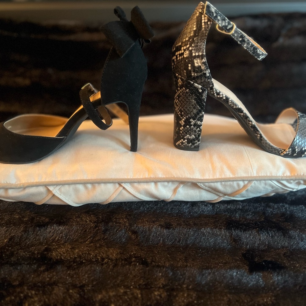 Black heels and NWOT Snake Print Heels